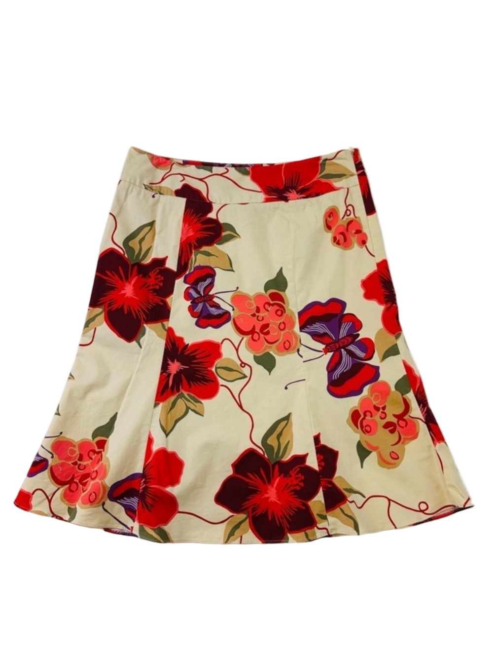 Gap Vintage Y2K graphic print Aline stretch tan cotton butterfly skirt Size 10